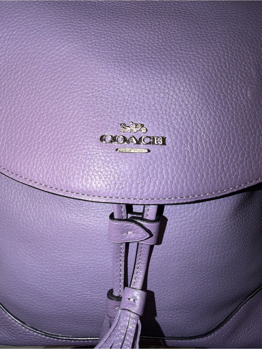 Coach Purple Pebble Leather Drawstring Backpack - Picture 3 of 7